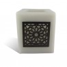 Photophore cube gris motif carré mouchaibieh