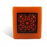 Photophore cube orange motif carré mouchaibieh