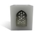 Photophore blanc cube motif porte arcade métal