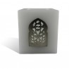 Photophore blanc cube motif porte arcade métal