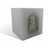 Photophore blanc cube motif porte arcade métal