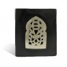 Photophore noir cube motif porte arcade métal