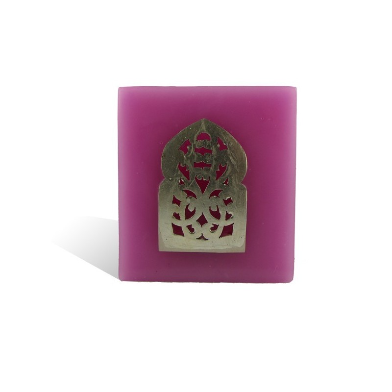 Photophore rose cube motif porte arcade métal