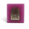 Photophore rose cube motif porte arcade métal