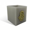 Photophore cube gris main fatima en dorée