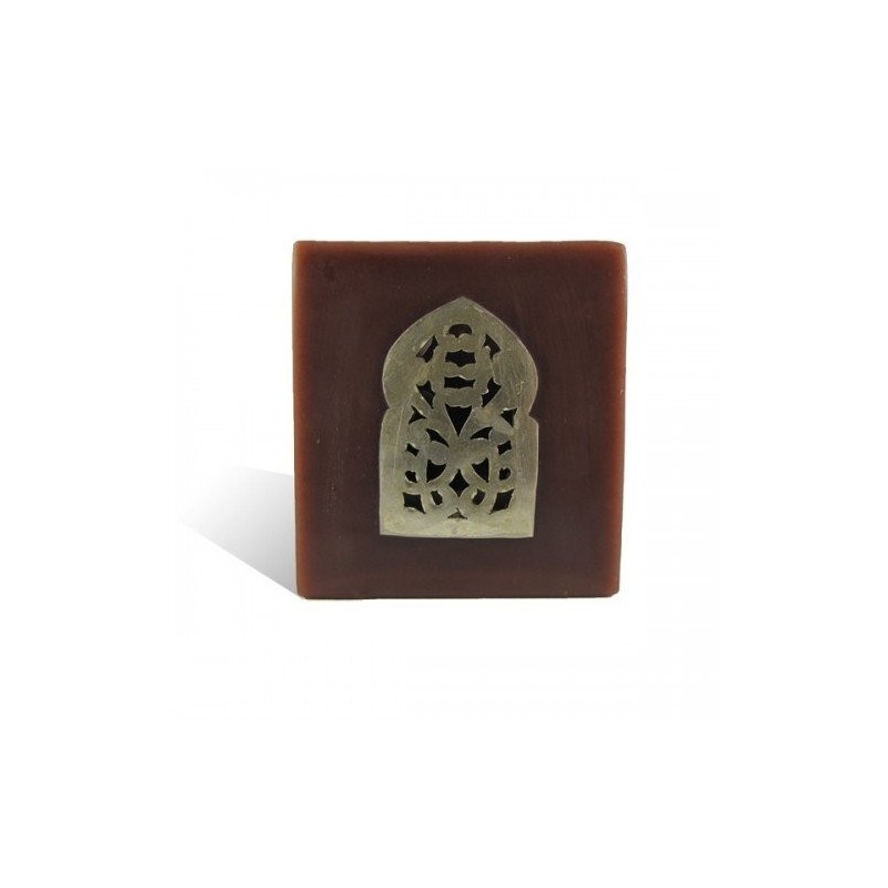 Photophore chocolat cube motif porte arcade métal