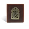 Photophore chocolat cube motif porte arcade métal