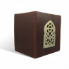 Photophore chocolat cube motif porte arcade métal