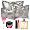 Lot de 3 Pochettes Make Up Orientales en Simili Cuir argent