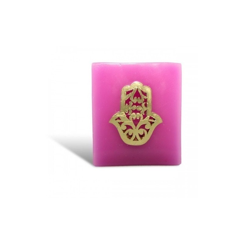 Photophore cube rose main fatima en dorée