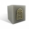 Photophore gris cube motif porte arcade métal
