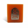 Photophore orange cube motif porte arcade métal